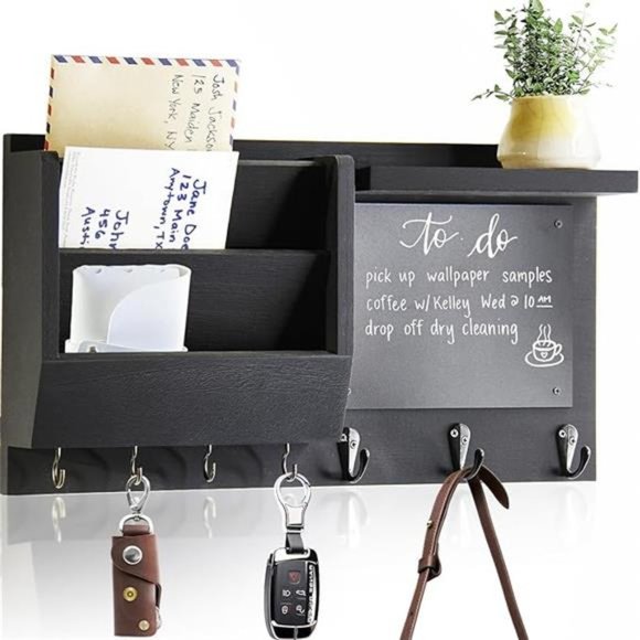 Key Holder for Wall-Mail Holder Organizer Wall Mount with Shelf-Hanging Key Rack - Picture 6 of 7